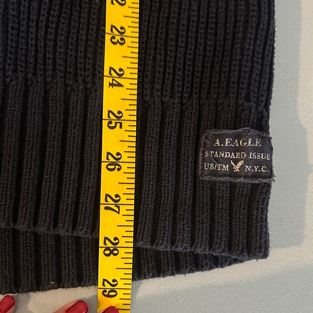 American Eagle Outfitters Y2K 2000s Navy Ribbed Mock Turtleneck Sweater Men’s L - Picture 10 of 10